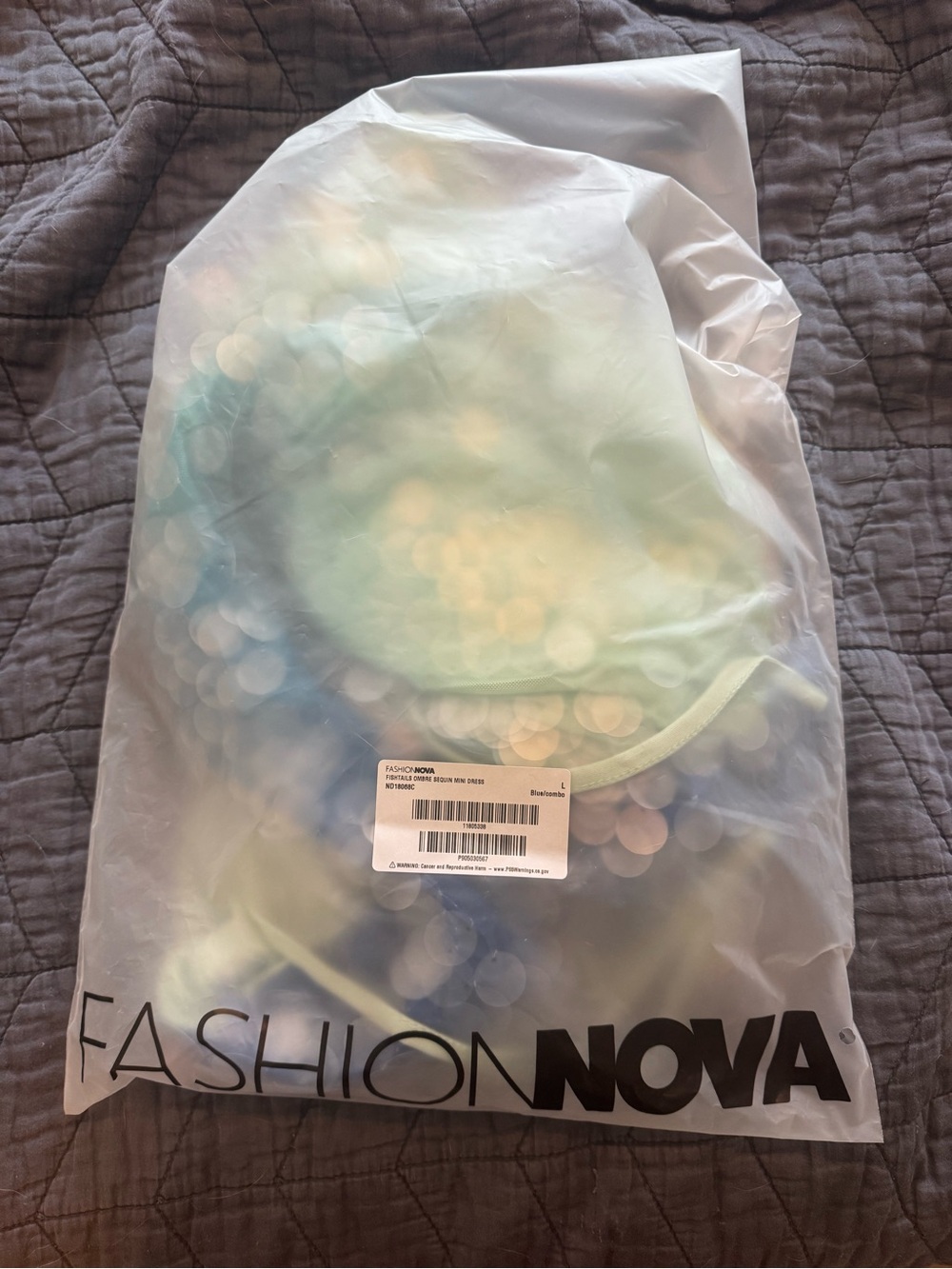 Fashion Nova Blue to Mint Ombre Sequin Halter Mini Dress - Picture 8 of 9
